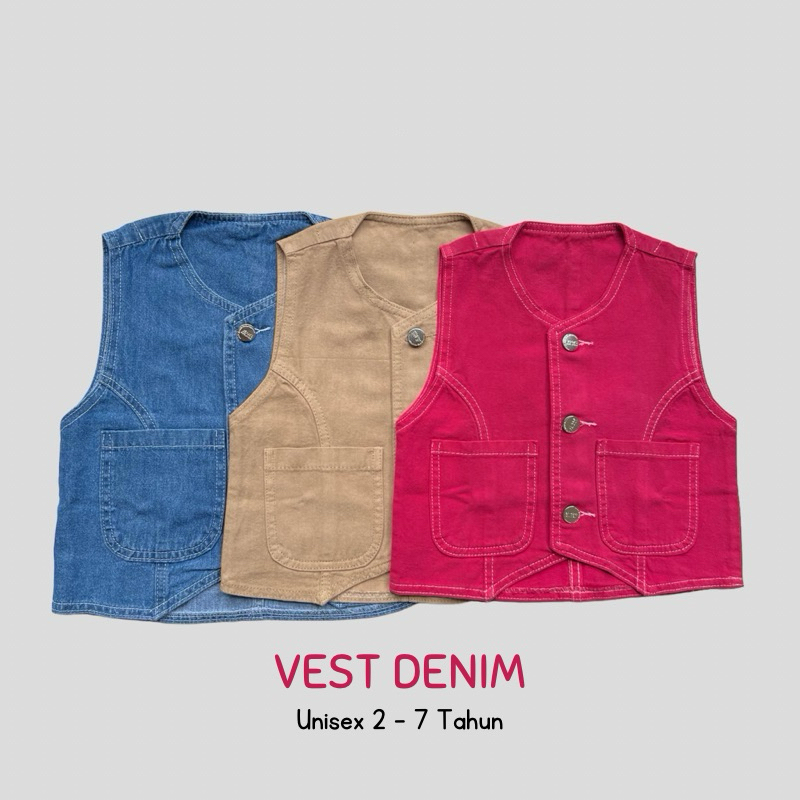 Kidsy Vest Denim - Vest Rompi Jeans Anak 2 - 7 Tahun Unisex