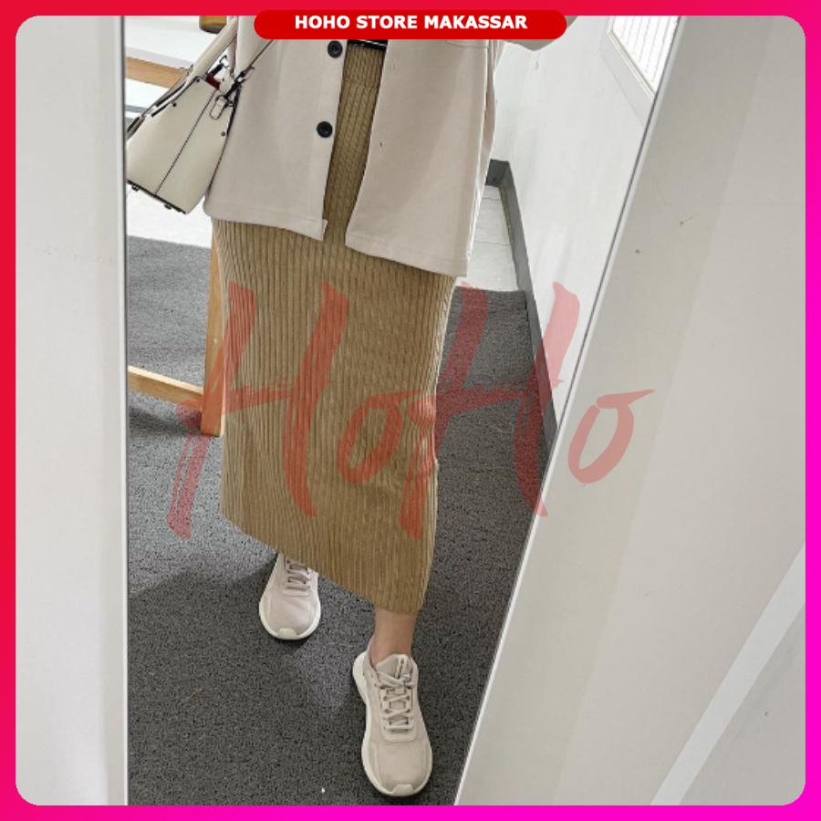 Rok Rajut Wanita Rok Span Rajut Knit Panjang Maxi Long Knitted Skirt Fashion Muslim Hijab - RR01