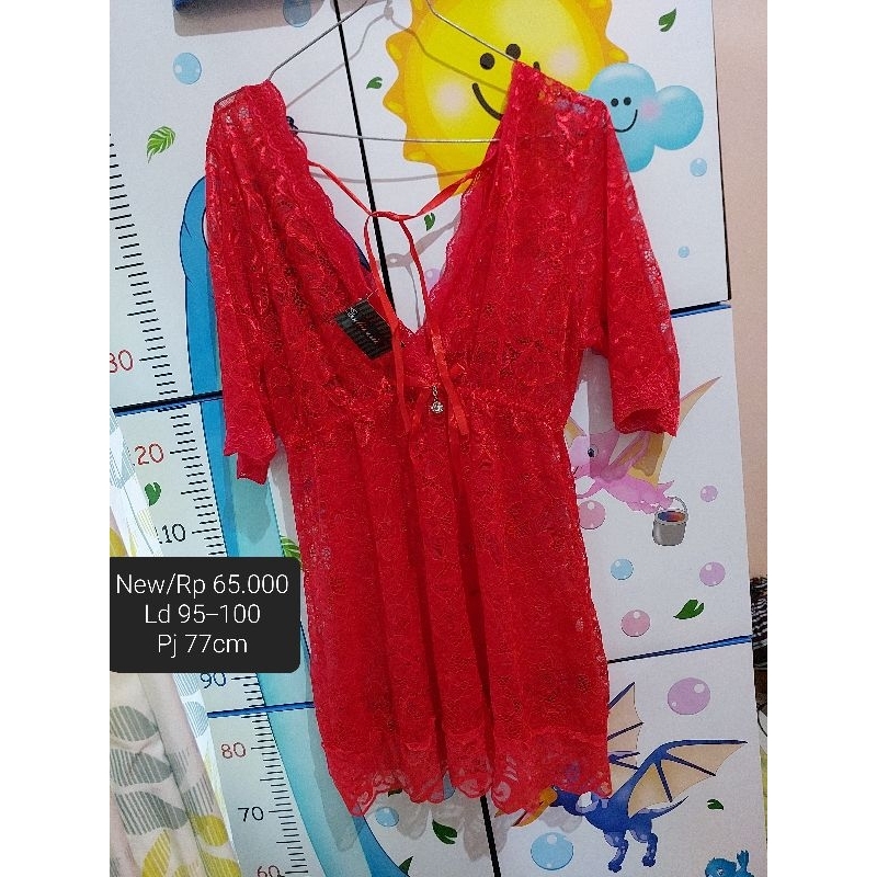 Lingerie sleep wear merah baju tidur dinas sexy new bukan preloved