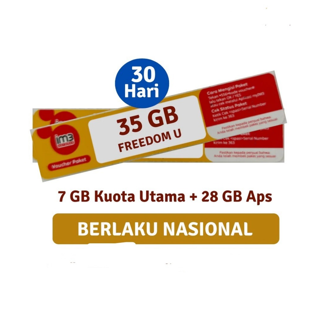 VOUCHER INDOSAT FREEDOM U 35 GB (7GB + 28GB APPS) IM3