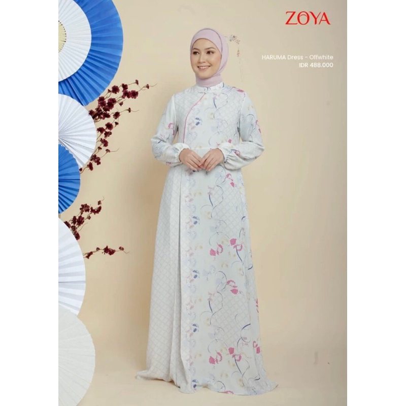 ZOYA - Haruma Dress Gamis Wanita Bahan Adem Motif Shanghai