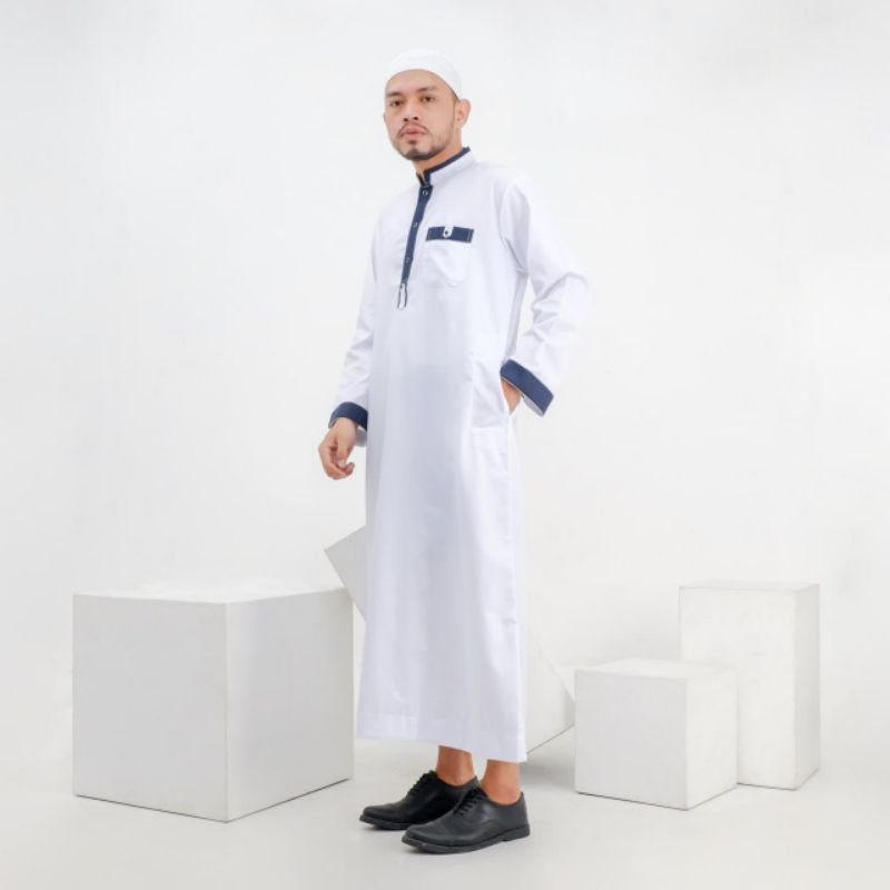 Baju Gamis Jubah Al Fatih warna putih toyobo premium fashion pria dewasa terbaru kekinian keren