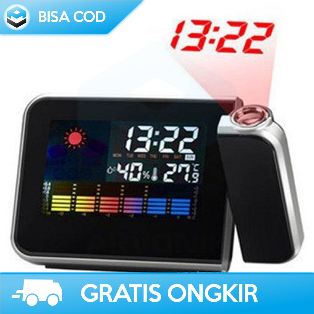 JAM MEJA UNIK DIGITAL PROYEKTOR LED KEREN JAM TERMOMETER DIGITAL