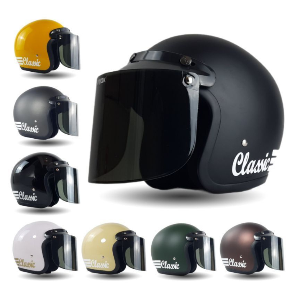 (Cash On Delivery) Helm KYT_TT Course Black Doff SNI 0riginal Helm Half Face Pria dan Wanita Dewasa
