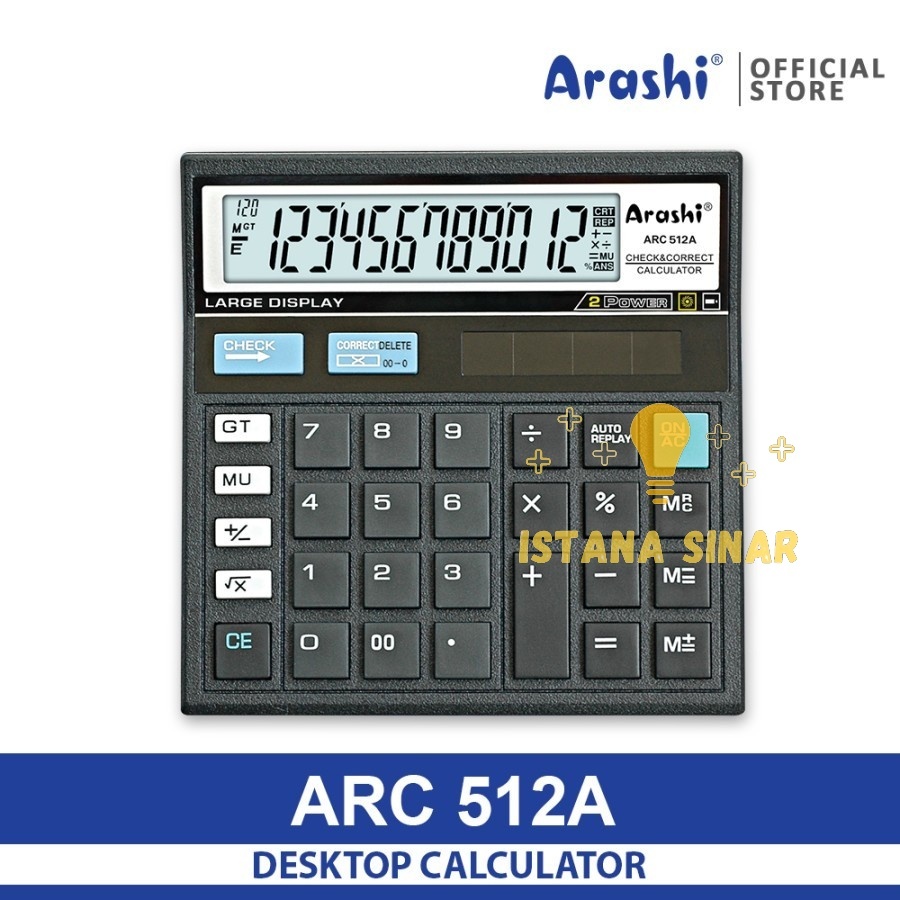 

Calculator / Arashi Kalkulator ARC 512A / 12 Digit / Check Correct AAA
