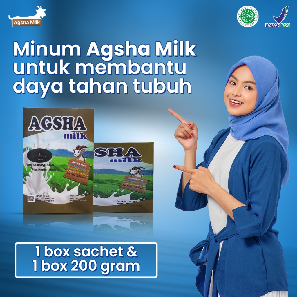 

Agsha Milk- Susu Kambing Etawa Paket Bundling 1 Box sachet & 1 Box 200 Gram Full Cream Halal dan Resmi BPOM Rasa Original 100%