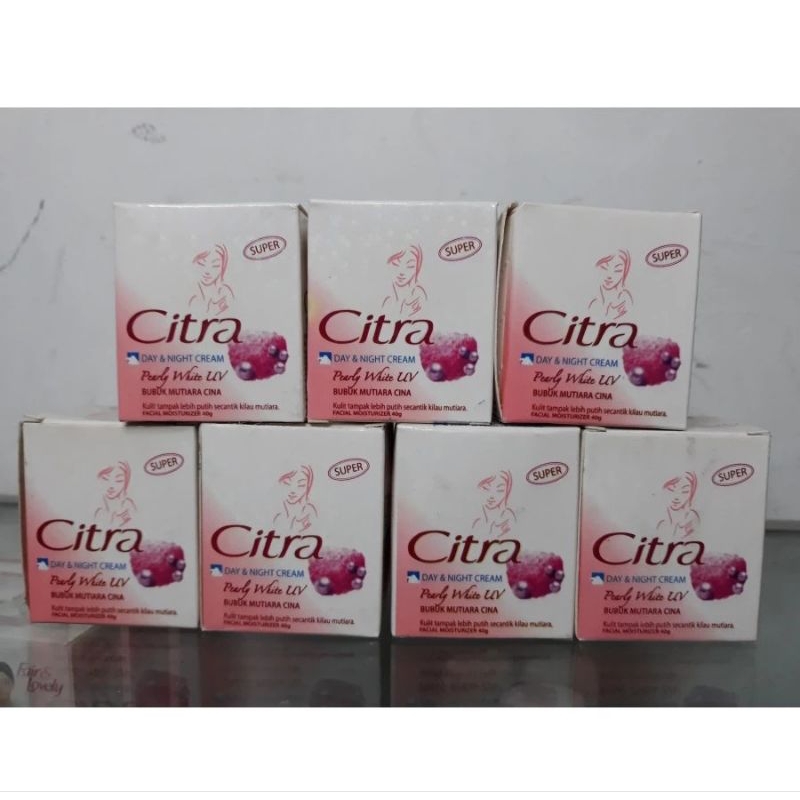 DAY & NIGHT CREAM PEARLY WHITE UV BUBUK MUTIARA CINA CITRA SUPER FACIAL MOISTURIZER - 40 G (reject k