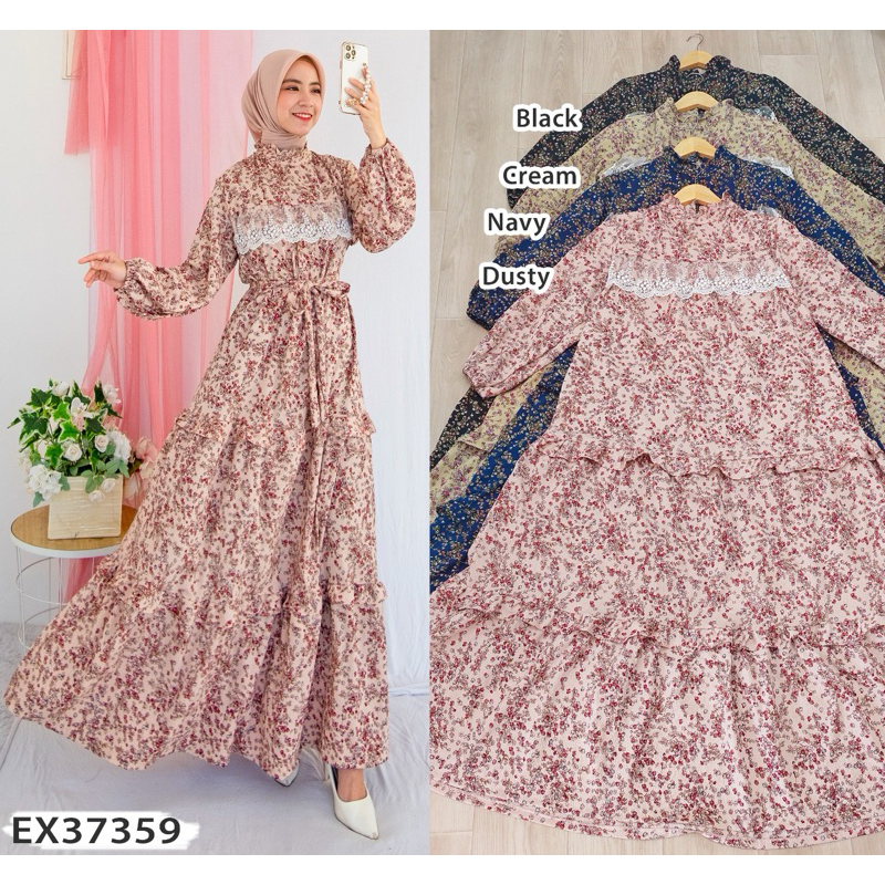 Extu gamis,dress extu,gamis bunga,gamis pelangi