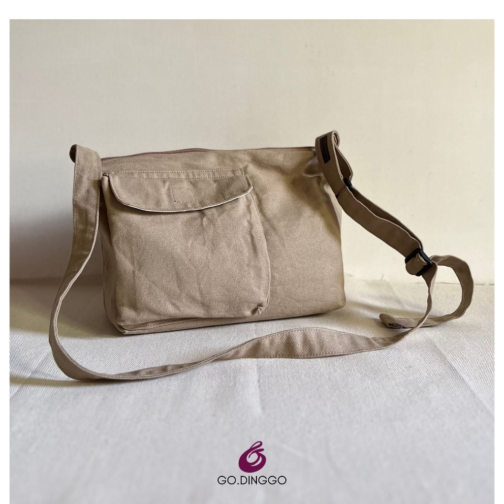 GD - Tas kanvas selempang premium dengan inner kantong