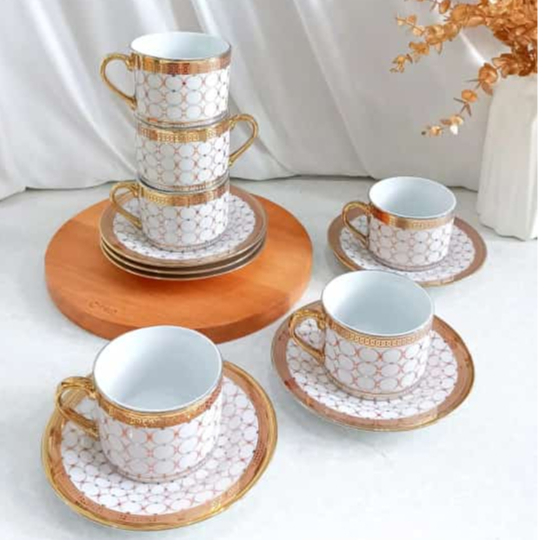 CANGKIR SET KOPI / TEH ESTETIK 6 PCS - MERAH