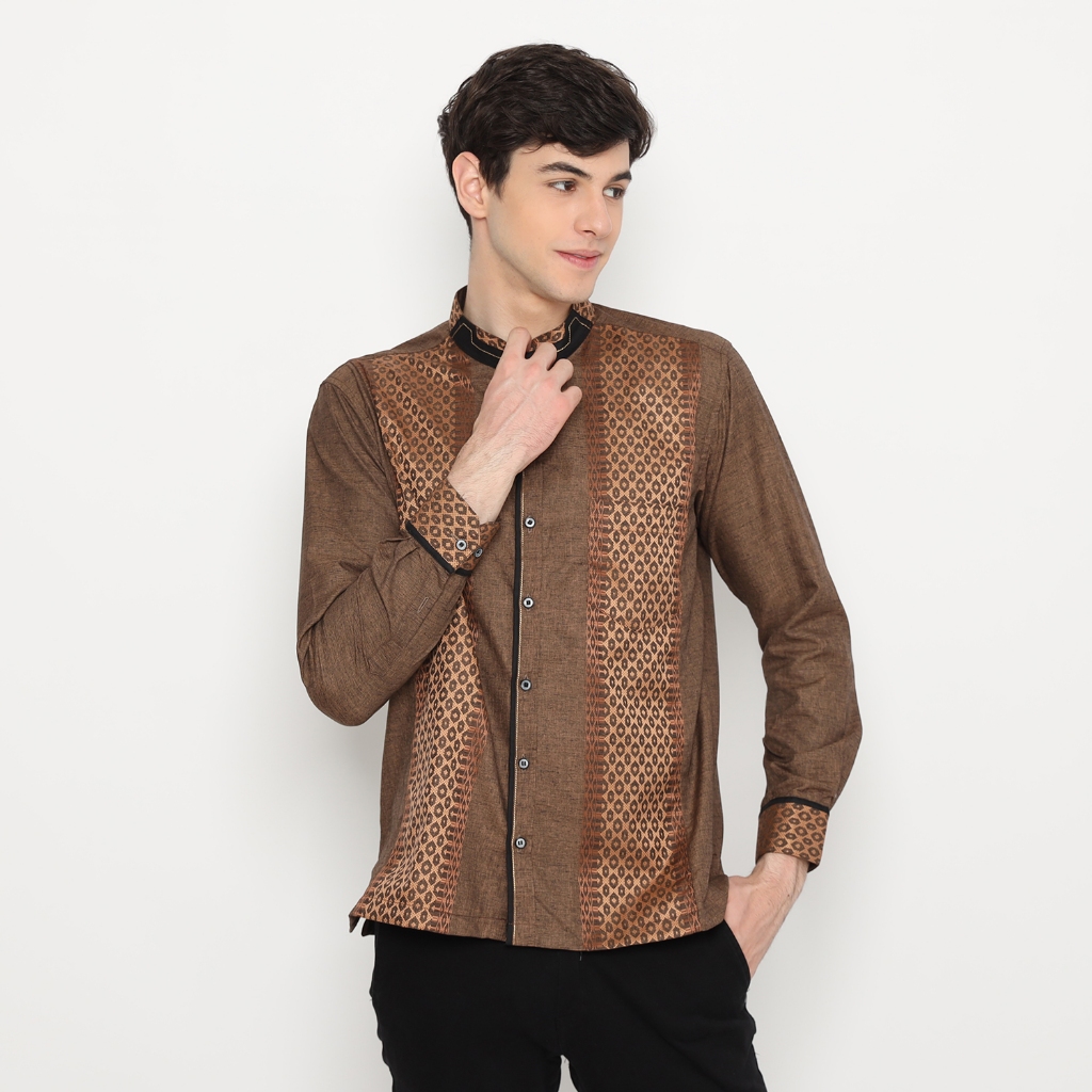 LUIGI RICCIO Baju Koko Pria Lengan Panjang Kemeja Kurta Dewasa Premium Rosegold Series