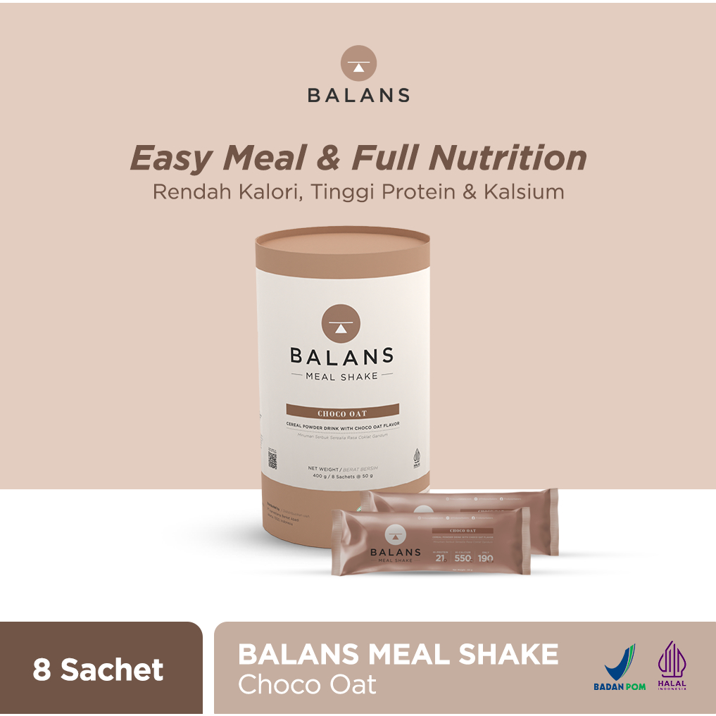 

Balans Meal Shake Trial Tube | Choco Oat | Susu Protein & Tinggi Kalsium Rendah Kalori | 8s