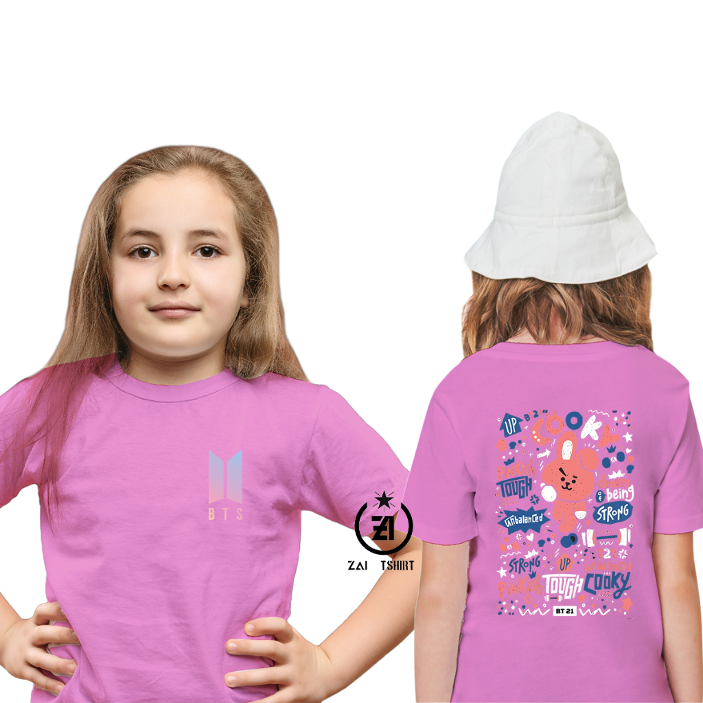 KAOS ANAK PEREMPUAN BTS KARAKTER / BAJU ANAK BTS USIA 4 5 6 7 8 9 10 11 12 Tahun