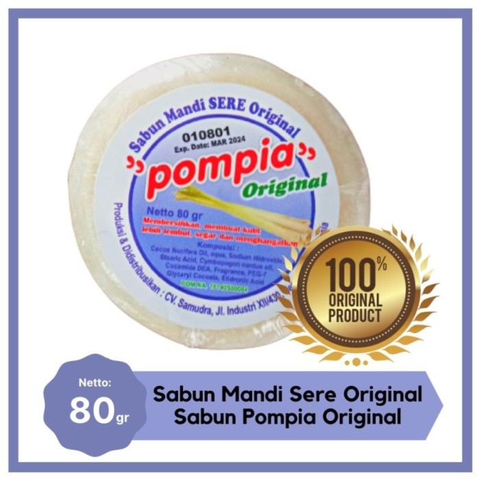 GROSIR Sabun sere pompia BULAT original, olive oil, kayuputih, susu greentea isi 144 pc sabun antise