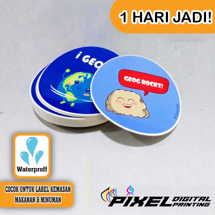 

CETAK STIKER VINYL ANTI AIR /LABEL BULAT/LABEL NAMA/LABEL MAKANAN/TOPLES KEMASAN