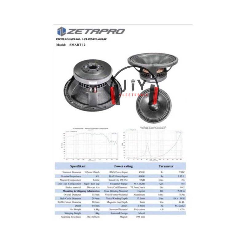 Speaker Zetapro 12 inch Smart 12 Smart12 Smart-12