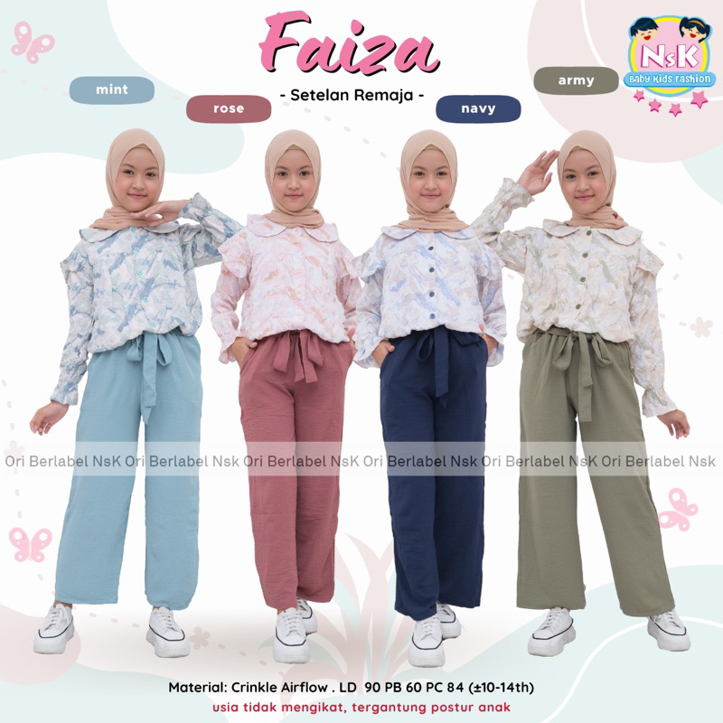 NSK setelan anak remaja perempuan faiza | crinkle LD 90 usia 10-14 tahun tergantung postur anak