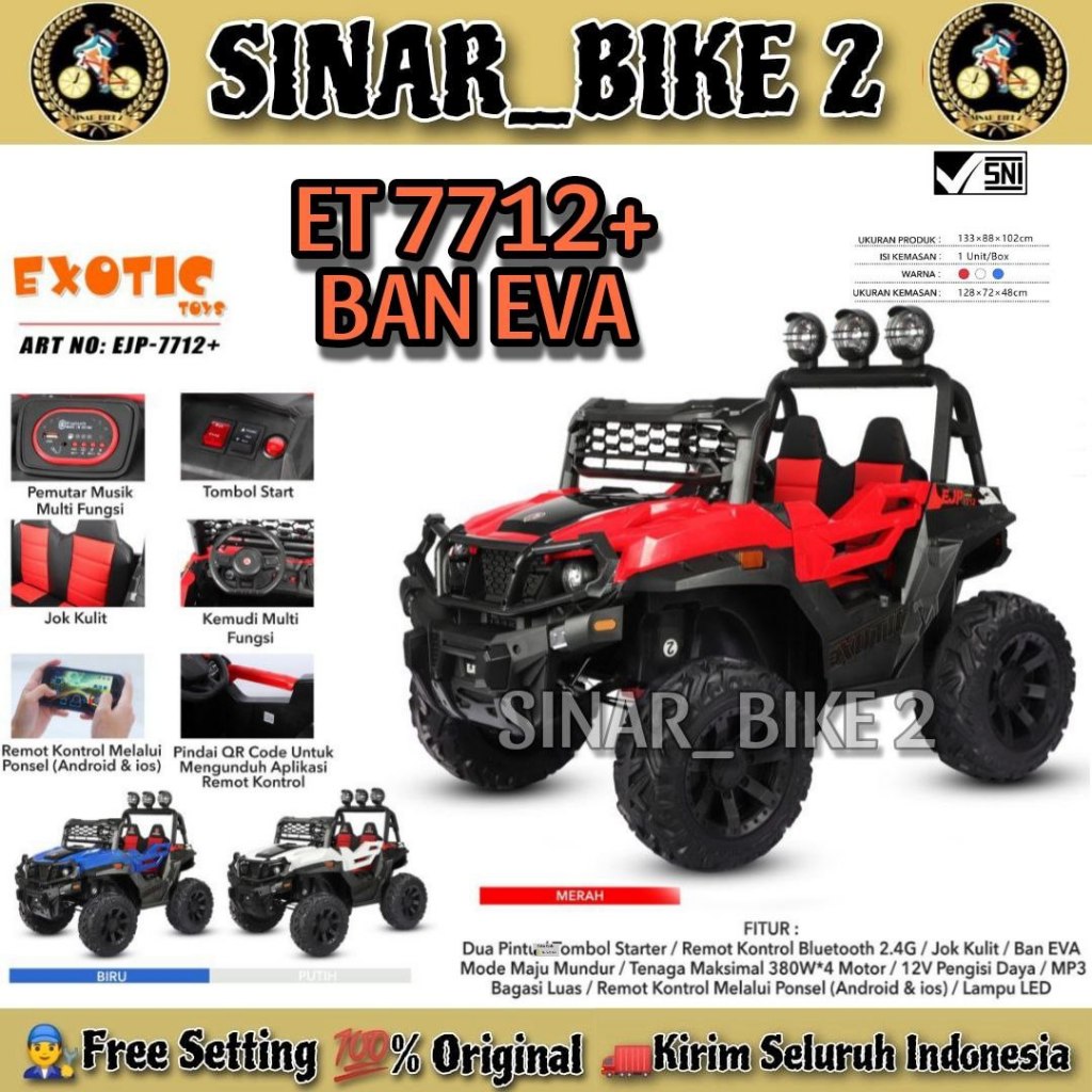 Mobil Mobilan EXOTIC EJP 7712 JEEP// EJP 7712+ BAN EVA Jok Kulit Remote Mainan Anak & EJP 7702 & EJP