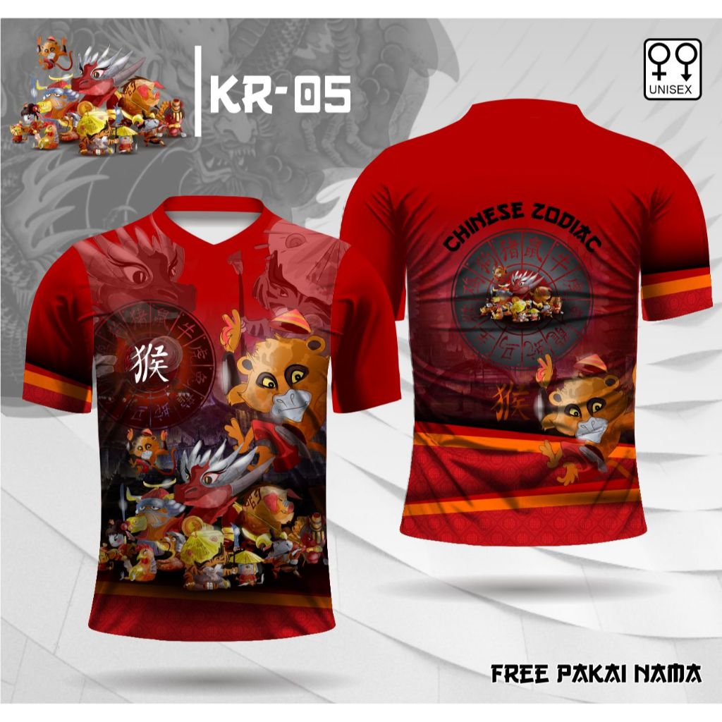 Baju imlek shio kera jersey chinese zodiac kaos all shio