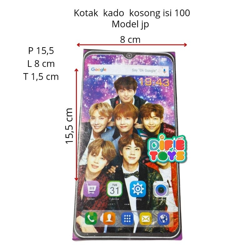 

50 pcs KOTAK KADO MODEL HP ANDROID ukuran 8x15,5x1,5 cm