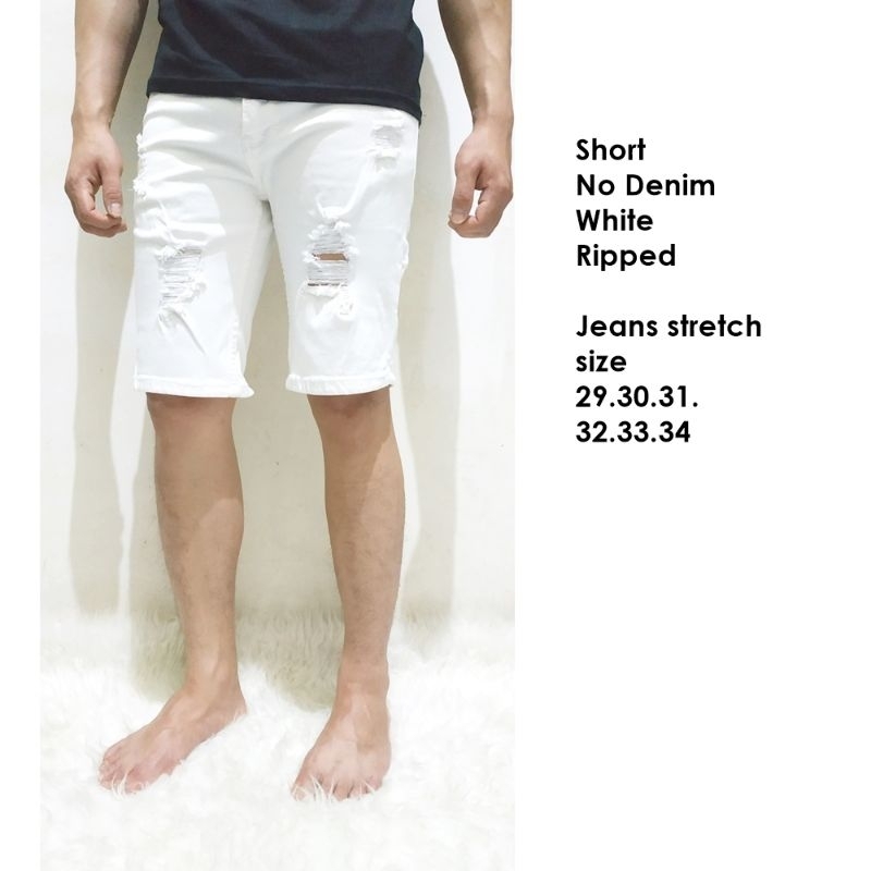 Celana Pendek Pria Sobek Putih