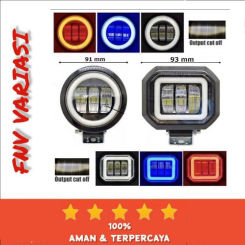 Lampu Foglamp LED Tembak Sorot Kotak Bulat 4D Mobil Motor 12V 24V