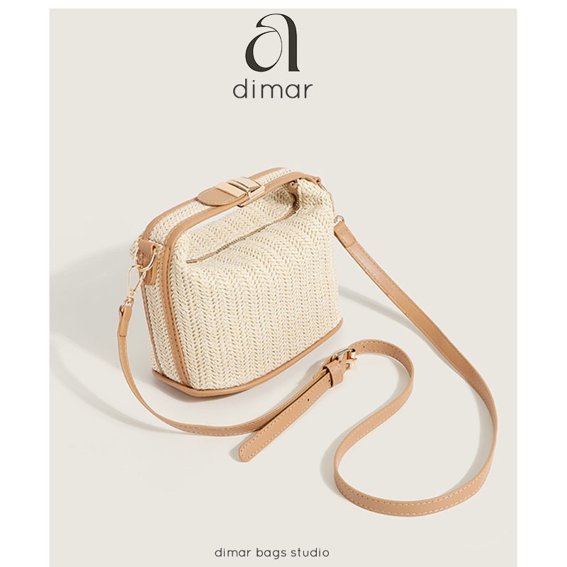 DIMAR Olivia - Tas Selempang Wanita Rajut Anyaman Cute Sling Bag Korea Hand Bag Cewek Import Terbaru