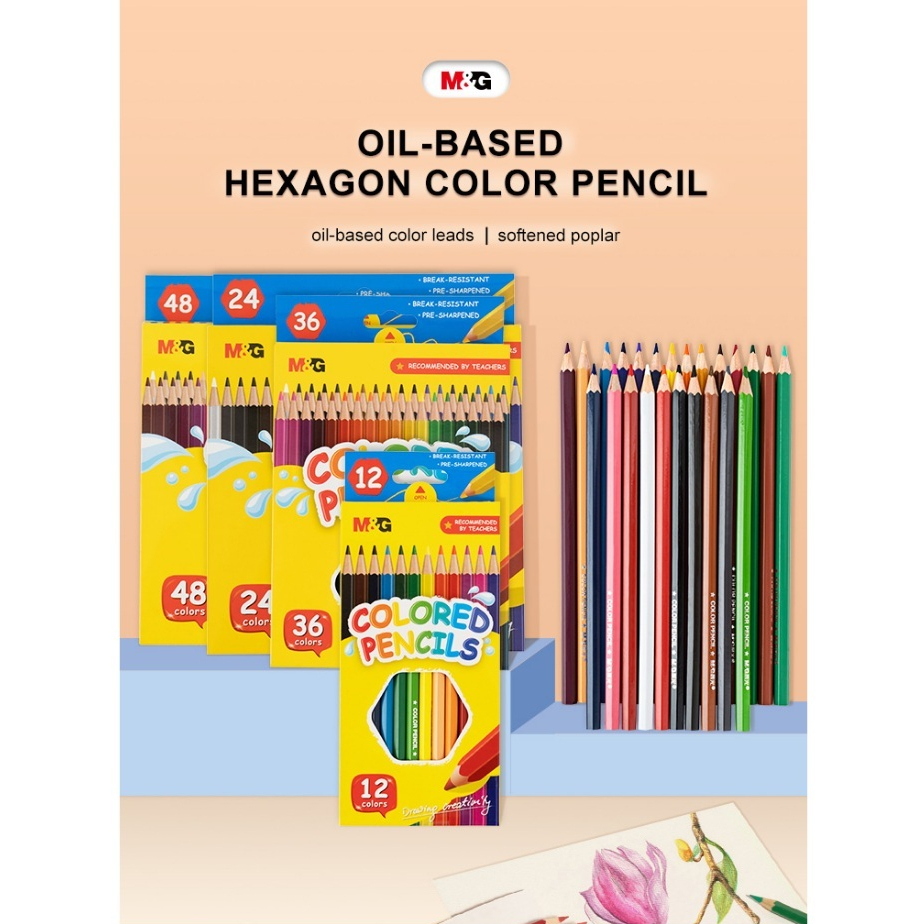 

Pensil Warna M&G Hexagon Color Pencil Set 12 24 36 Colors Flat Box Package AWP34365 AWP34368 Original