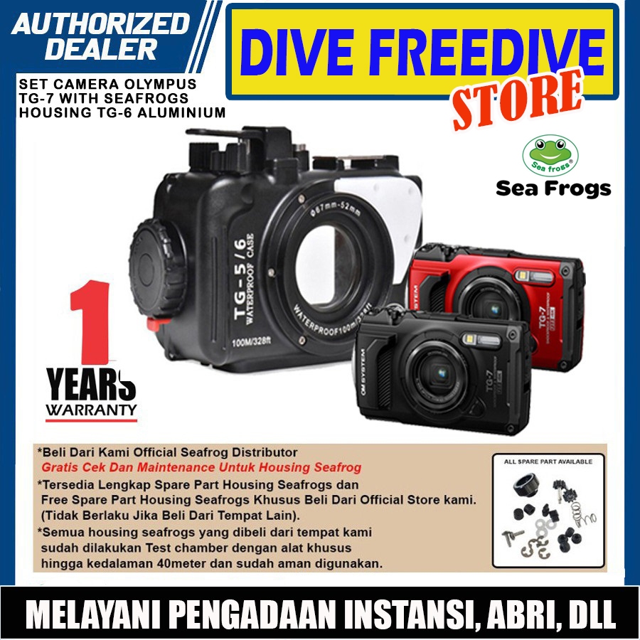 Paket Underwater Camera Olympus Tg-7 Tg7 Housing Seafrogs Sea Frogs Tg-6 Tg6 Aluminium Case Casing W