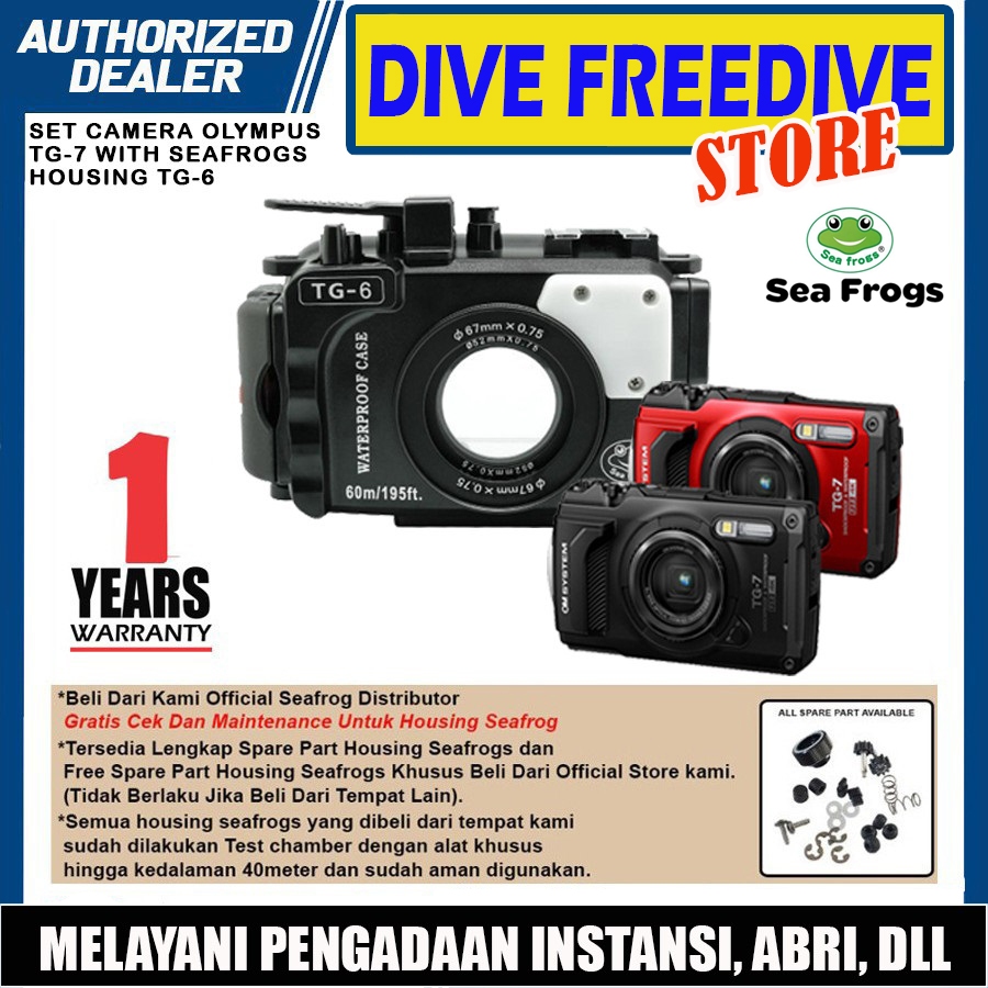Paket Underwater Camera Olympus Tg-7 Tg7 Housing Seafrogs Sea Frogs Tg6 Tg-6 Case Kamera Waterproof 