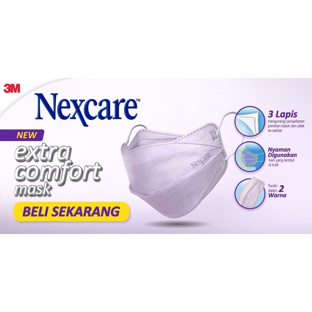 3M™ Nexcare™ Extra Comfort Mask, 3 Lapis &amp; nyaman dipakai, 1 BOX Untuk pemakaian sehari-hari