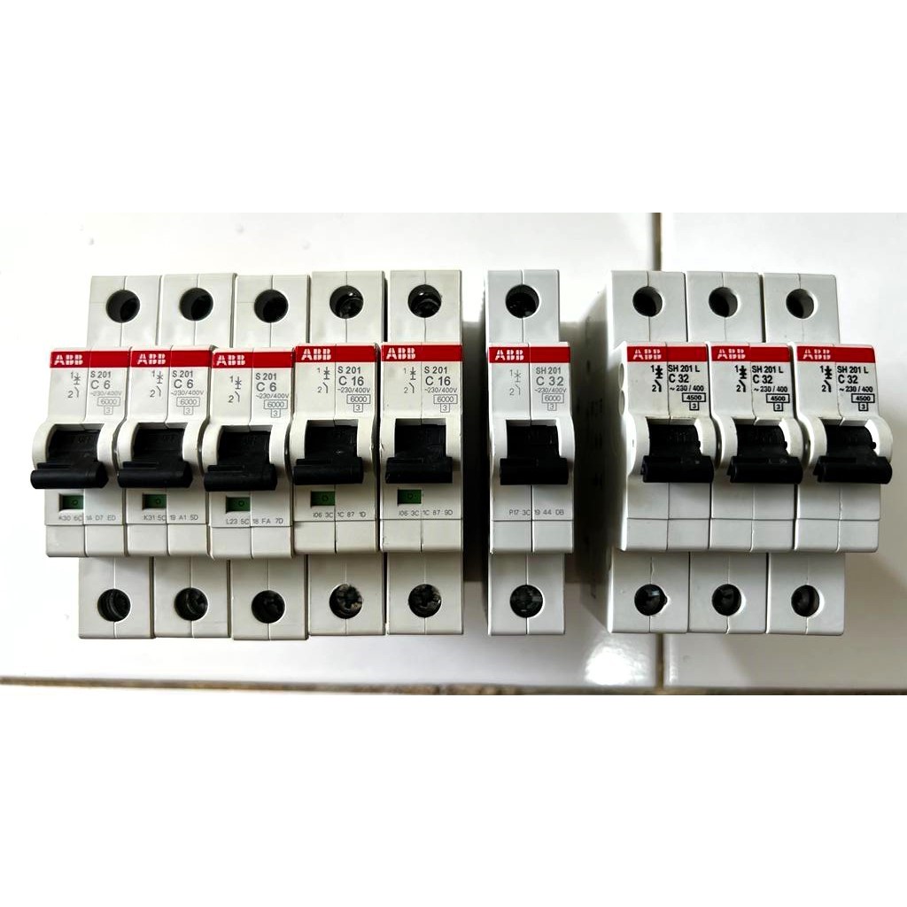 MCB ABB 1P S201 6A,16A 6KA, SH201 32A 6KA & SH201L 32A 4,5KA