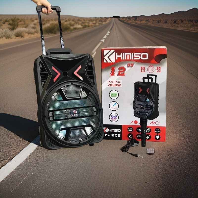 Speaker bluetooth portable QS-1205 12inch free mic + remote control, FULL BASS