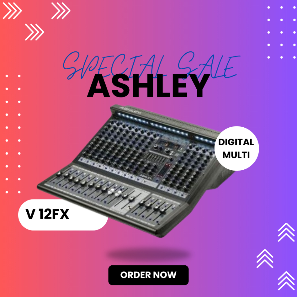 MIXER AUDIO ASHLEY V 12FX / V12FX / V-12FX 12 CHANNEL BLUETOOTH USB MP3 GARANSI RESMI ASHLEY