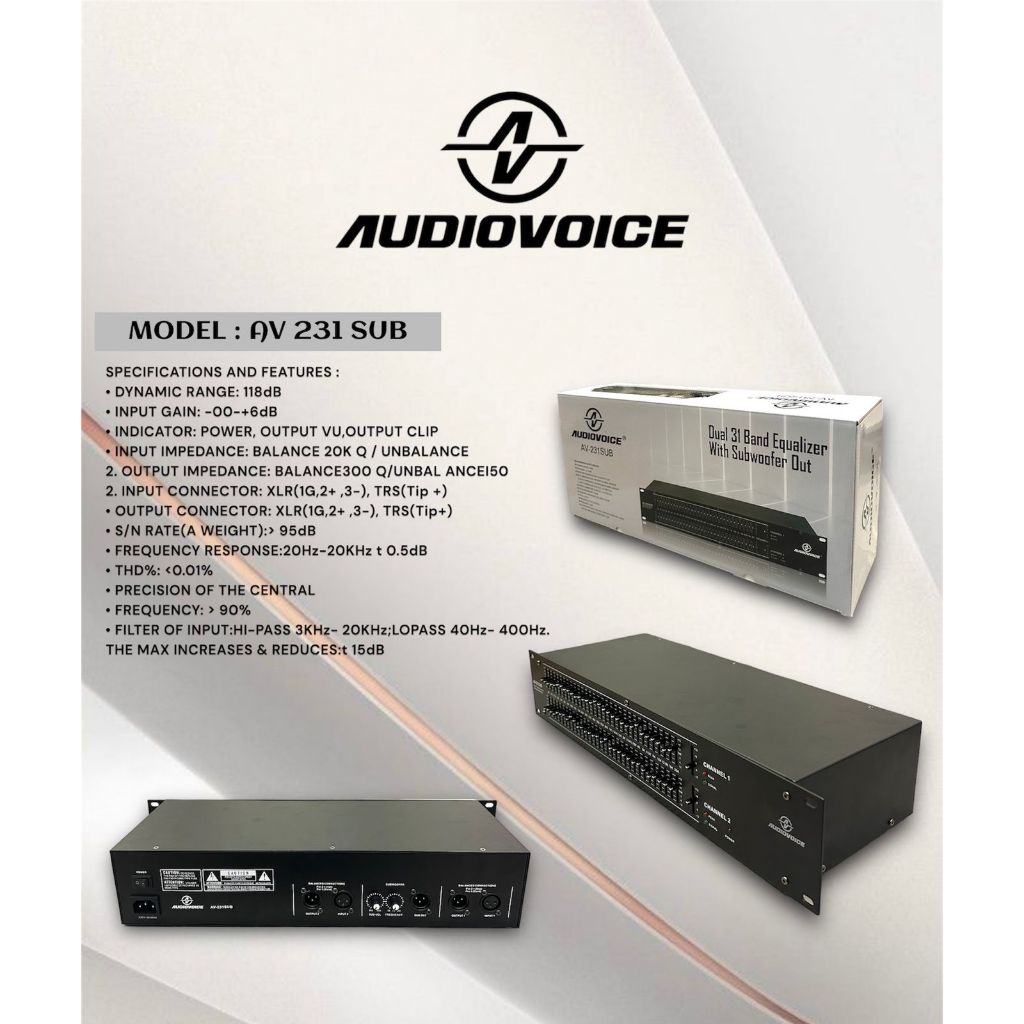 Equalizer Audiovoice AV231 Equalizer With Subwoofer Out