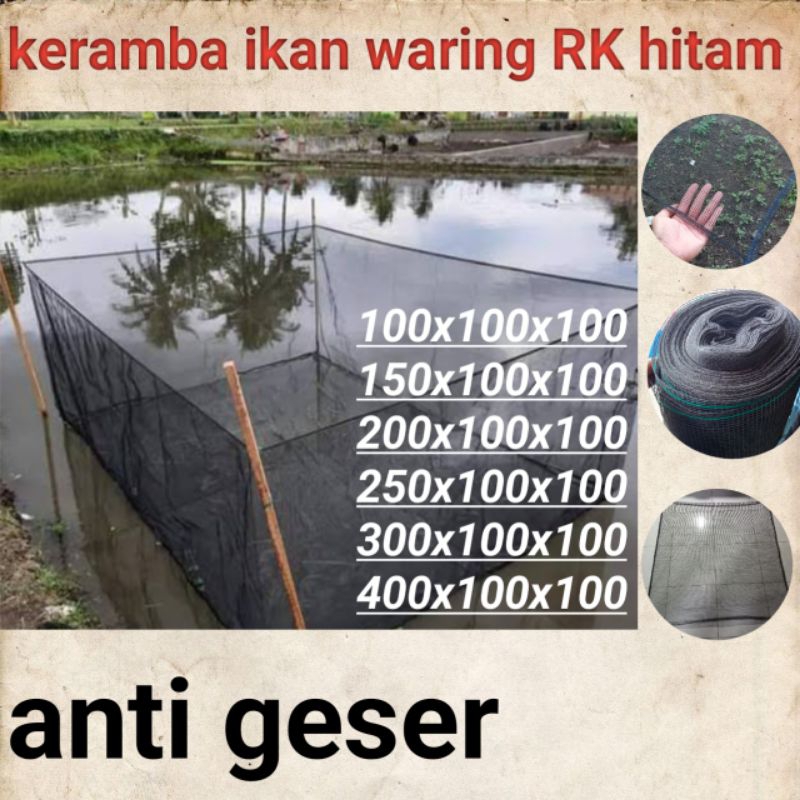 keramba ikan waring  hitam anti geser kolam apung  tambak ikan