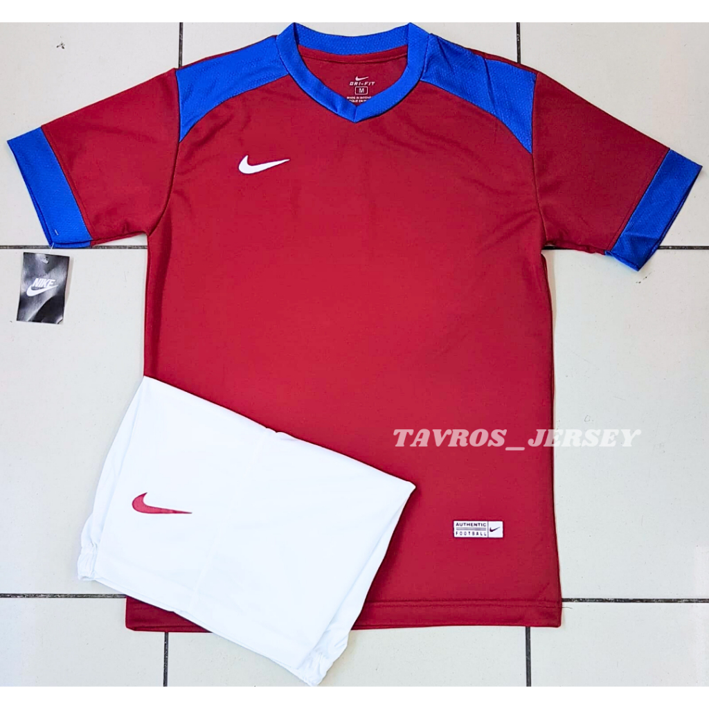 TAVROS JERSEY SETELAN FUTSAL DEWASA NIKE POLOS TIM SEPAK BOLA BAHAN DRY FIT MERAH PUTIH BIRU TIMNAS 