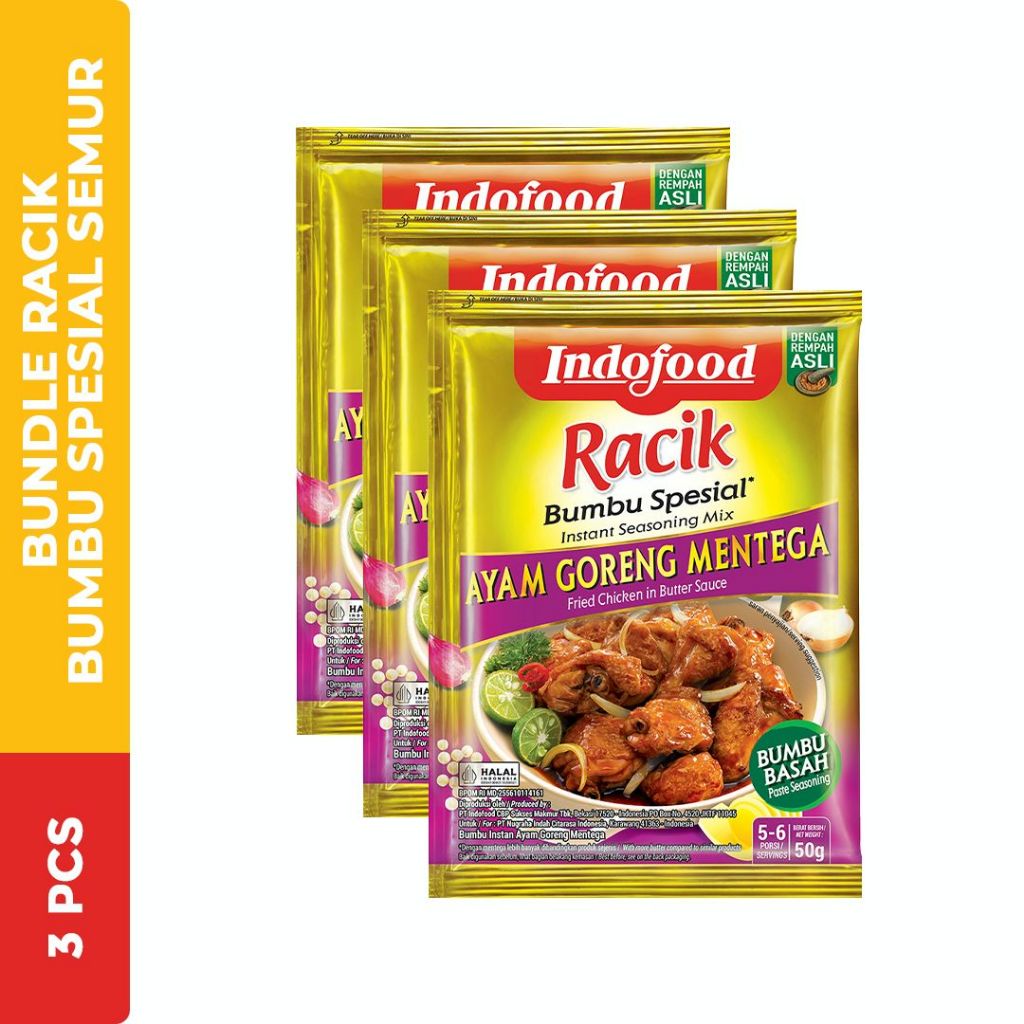 

Indofood Racik Bumbu Spesial Ayam Mentega 50gr - 3 Pcs