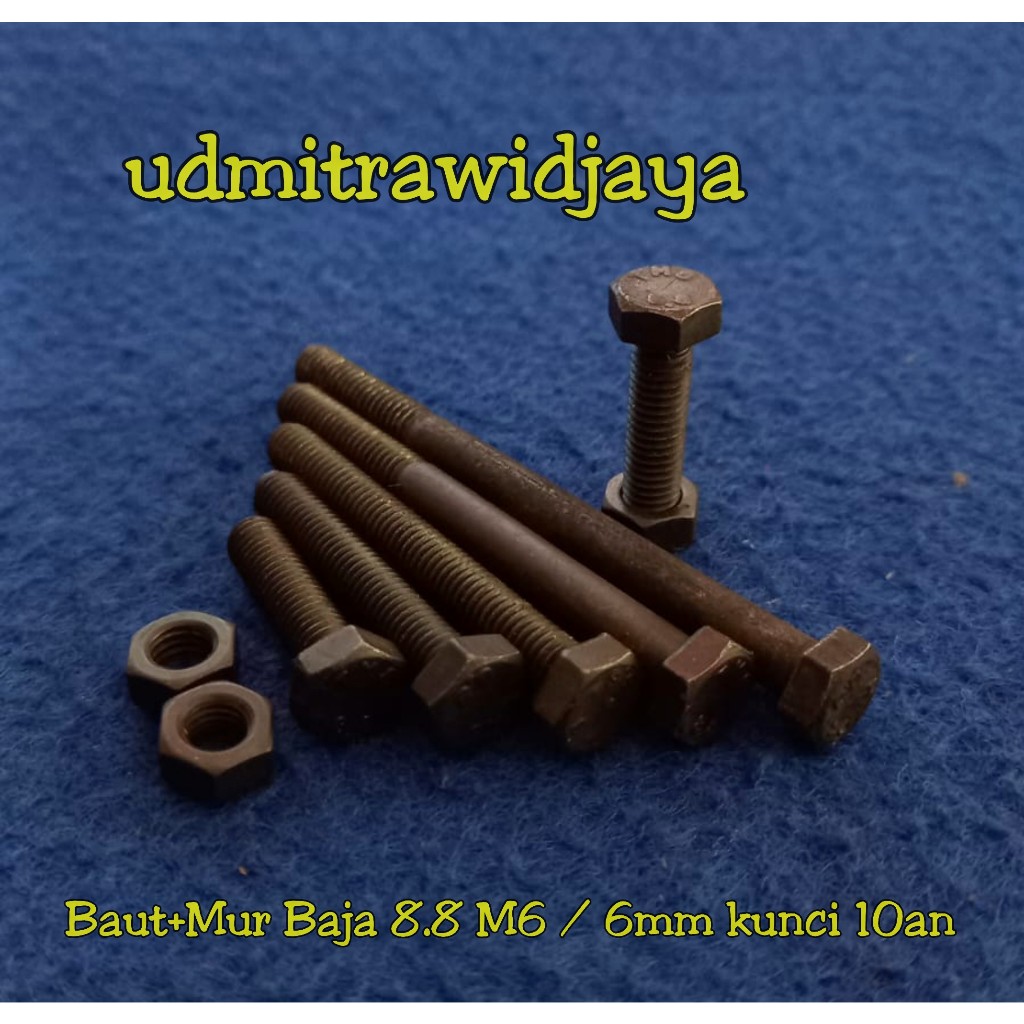 Baut baja kunci 10 baut baja 8.8 M6 baut kunci 10an panjang 3cm 4cm 5cm 6cm 7cm 8cm baut M6 6mm kunc