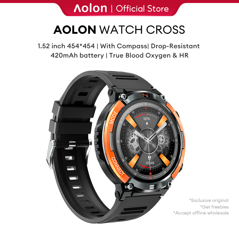 Aolon Cross Smart Watch Comass HD Bluetooth Call Smartwatch 1.5-inch 454*454 Screen 420mAh Battery Dynamic Heart Rate Monitoring