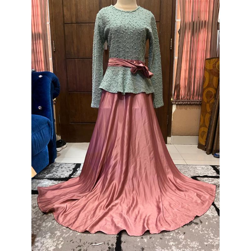 gamis hijau mint dress lebaran merk aya sophia hijab