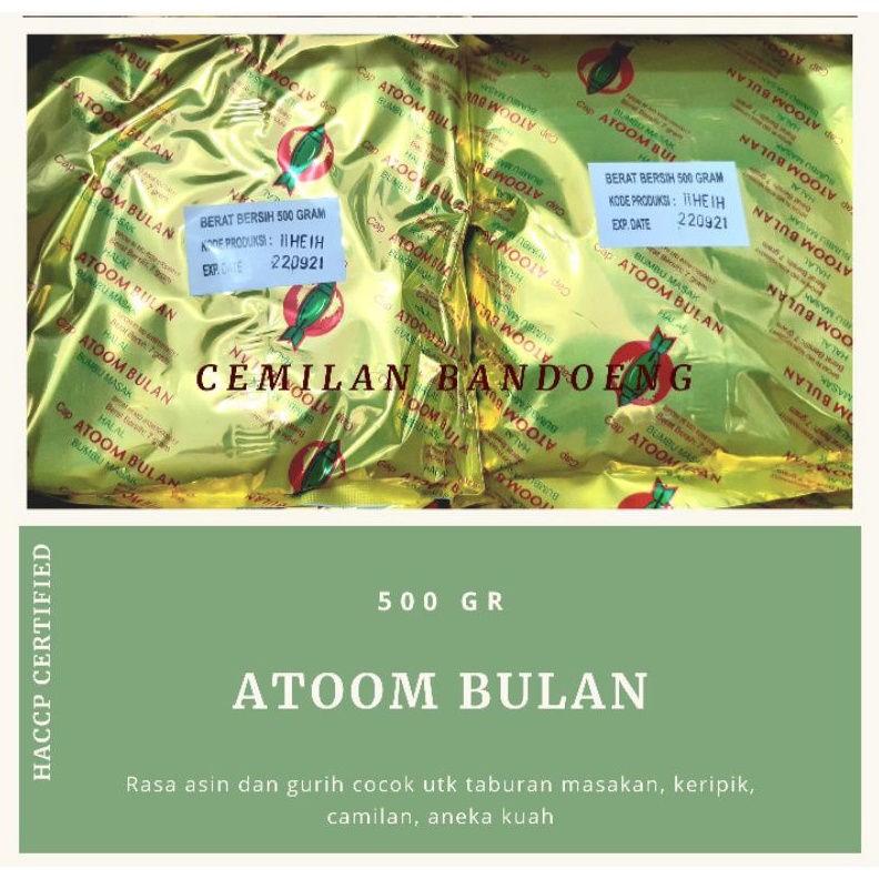 

1212 Brand BUMBU MASAK PENYEDAP RASA CAP ATOOM BULAN 5 GR EXP AGUSTUS 224