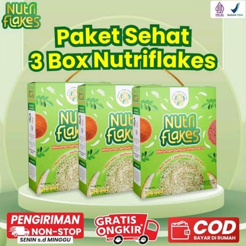 

1212 MALL Nutriflakes Sereal Umbi Garut Paket 3 Box Untuk Asam Lambung Gerd Maag Mag Diet buruan