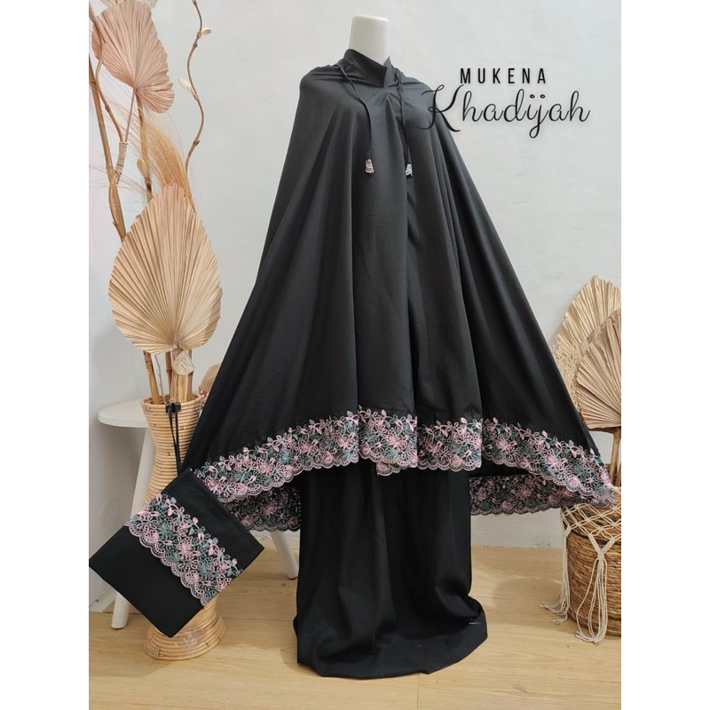 Mukena Dewasa Syahbani Tas Khadijah Katun Bordir Jumbo Adem Floraleena mukena khadijah renda twotone