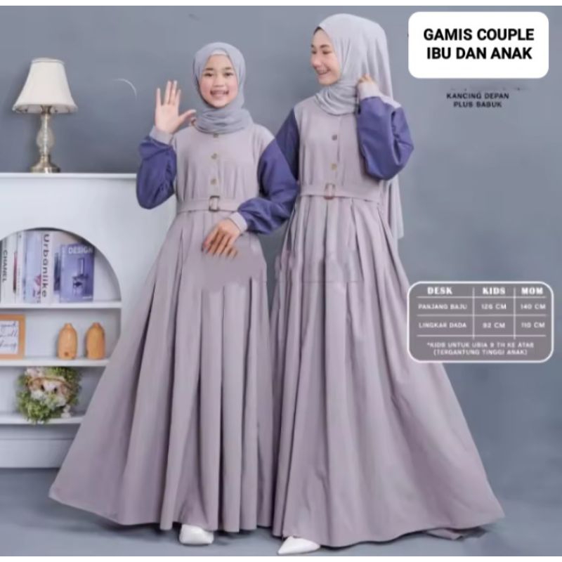Gamis couple ibu dan anak perempuan dress couple muslim paket