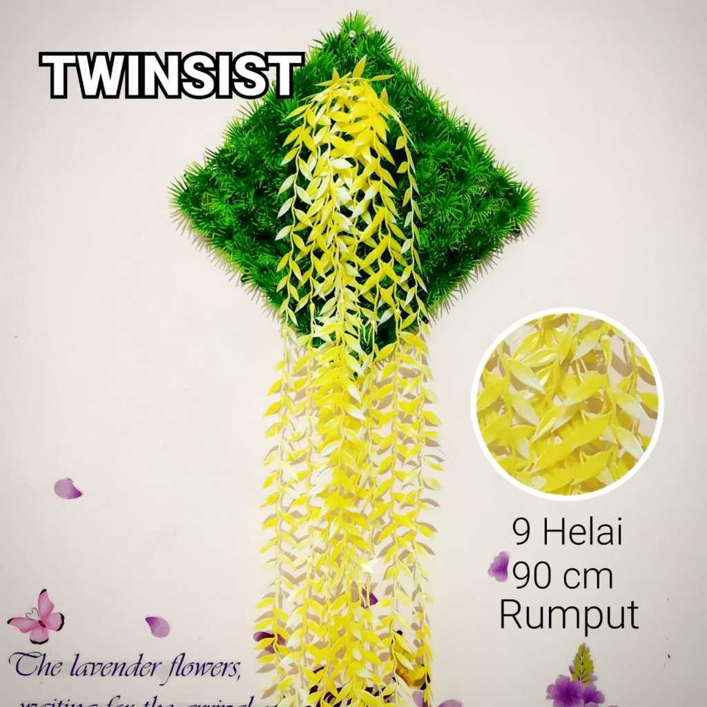 Tanaman Hias Daun Lee Kwan Yew Warna Plastik Palsu Artificial Juntai Gantung Dekorasi Dinding-Rumput