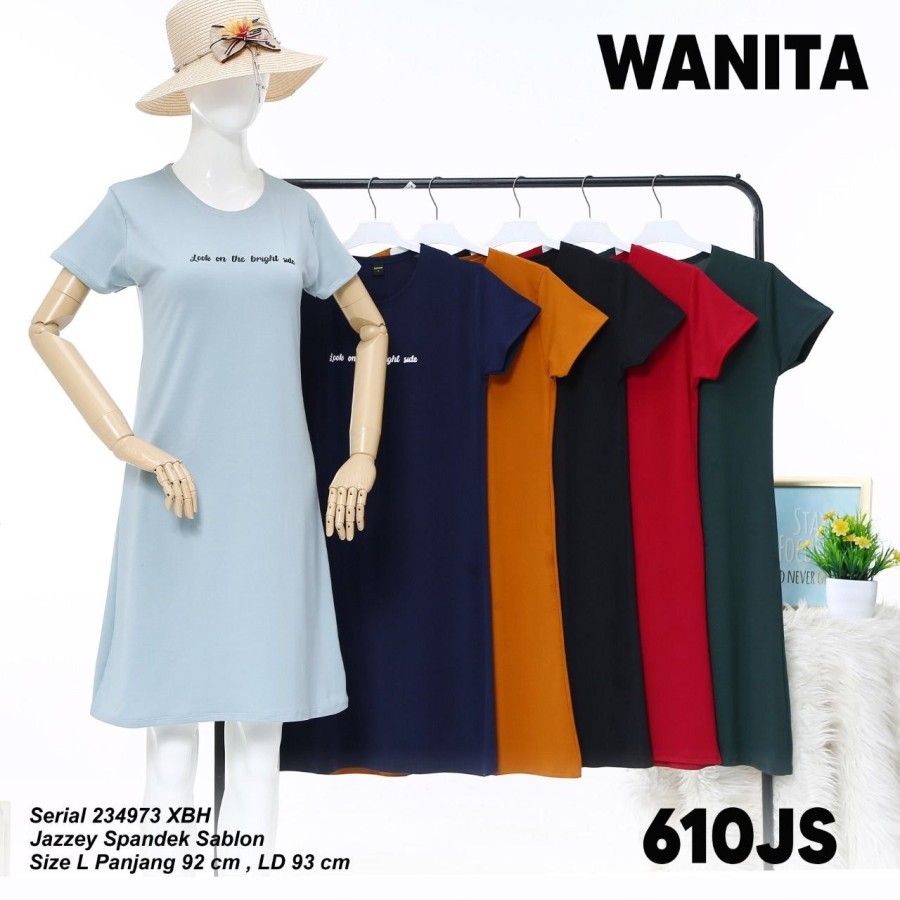 Dress Wanita Size L (LEMONE 610JS) daster kaos murah PENDEK