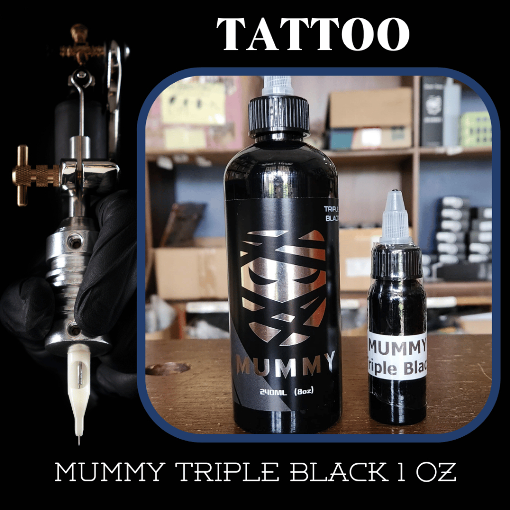 Tinta Tato 1 oz Mummy Triple Black Tattoo Ink Permanen Hitam Pekat REBOTTLE