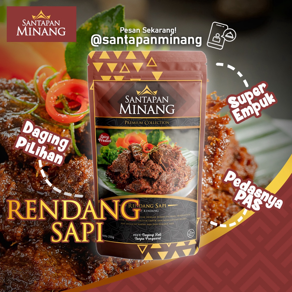 

Terbaru dan terlaris Rendang Daging Sapi Asli Khas Padang 3 gr Halal Santapan Minang