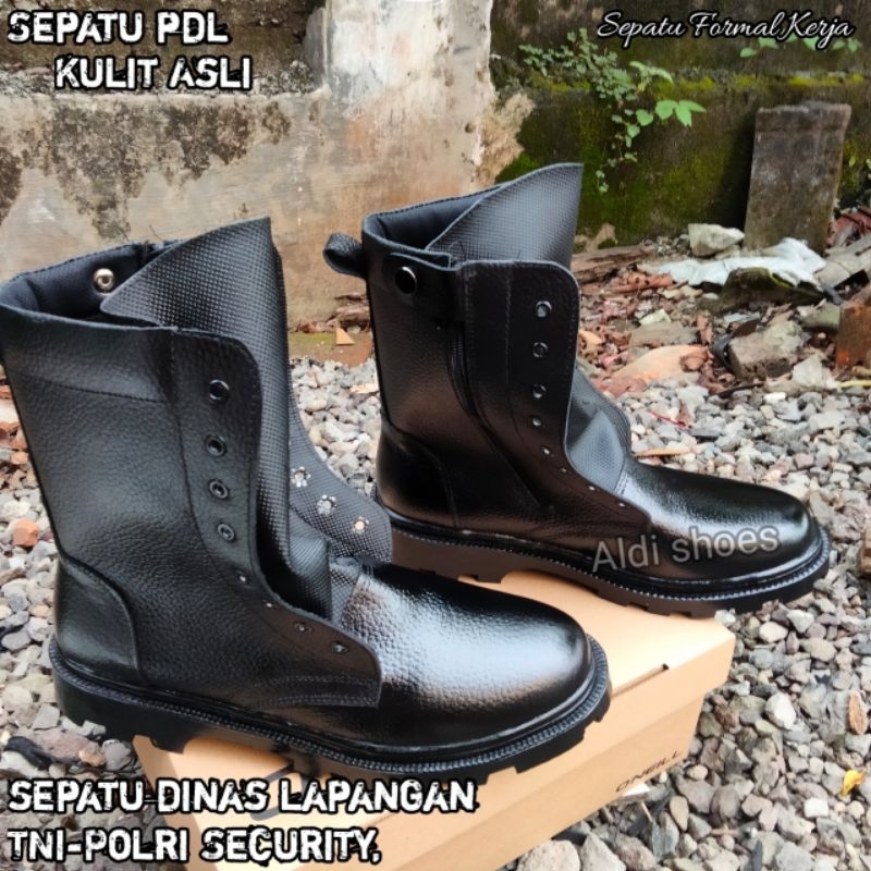 SEPATU PDL KULIT ASLI MOTIF JERUK RESLETING / SEPATU PDL TNI POLRI SECURITY LINMAS KULIT JERUK